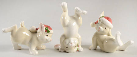 Happy Christmas Rabbit (Set of 3) Tumbling Rabbit Figurines