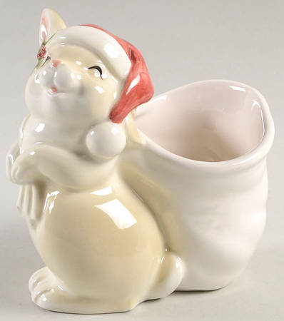 Happy Christmas Rabbit Small Candlestick