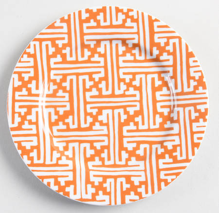 Oriental Geometric Butterscotch Bread & Butter Plate