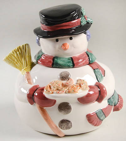 Yule Snowman Cookie Jar & Lid