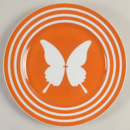Papillon (White Butterfly on Butterscotch) by Fitz &amp; Floyd