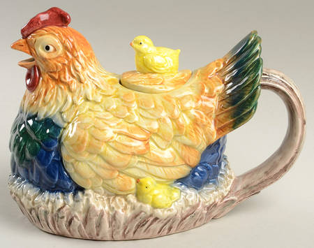 French Country Hen Teapot & Lid