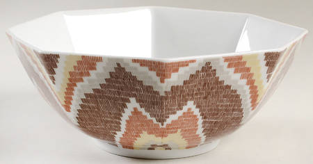 Flame Stitch Brown 8" Octagonal Vegetable Bowl
