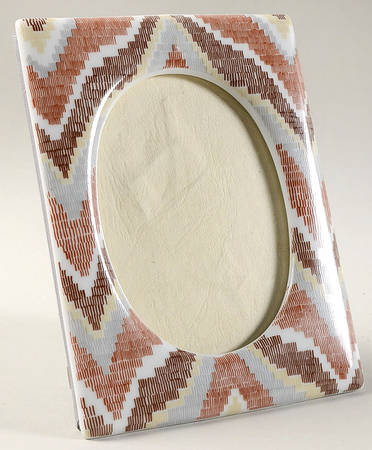 Flame Stitch Brown Frame-Holds 4" X 5"