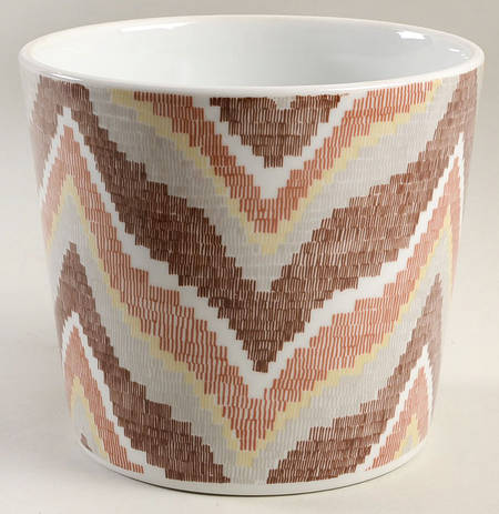 Flame Stitch Brown 6" Flower Pot No Underplate