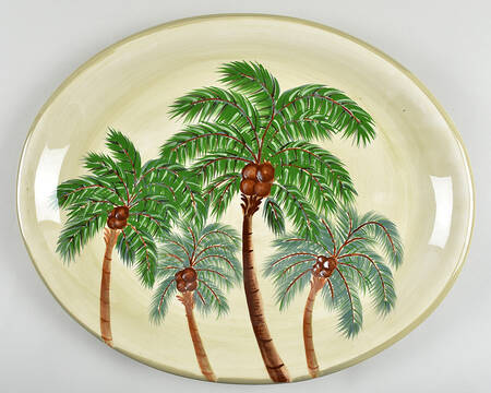 Palm Island Cream 18" Oval Serving Platter
