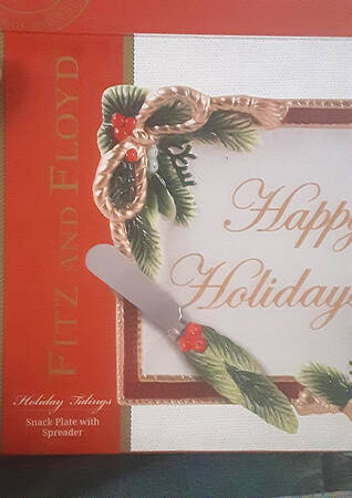 Holiday Tidings Snack/Canape Plate & Spreader