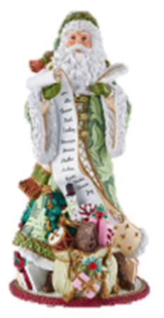 Holiday Home Green Santa Musical Figurine
