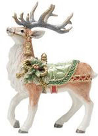 Holiday Home Green Reindeer Figurine