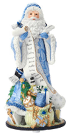 Holiday Home Blue Santa Musical Figurine