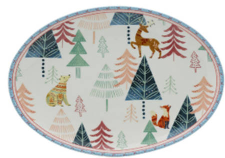 Christmas Cottage 12" Oval Serving Platter