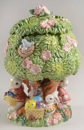 Busy Bunnies Figural Cookie Jar & Lid