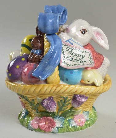 Busy Bunnies Figural Basket & Lid