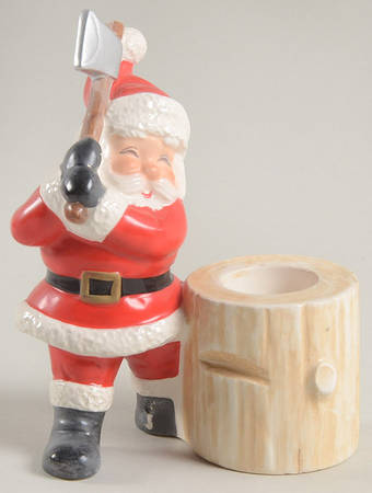 Santa Woodsman Figural Candlestick