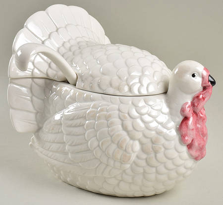 Turkey Figural Sauce Boat & Lid with Ladle