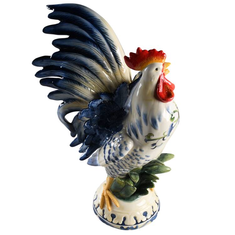 Sicily Blue Large Rooster Figurine