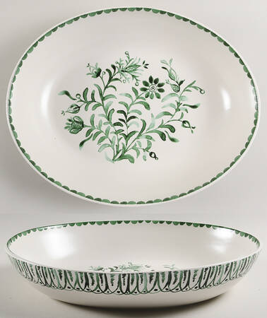 Sicily Green 14" Oval Serving Bowl
