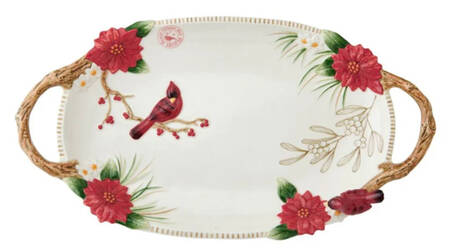 Poinsettia Holiday 20" Oval Serving Platter
