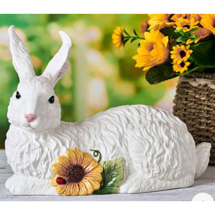 Sunflower Rabbit Sitting Rabbit Figurine
