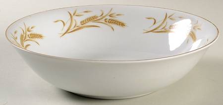 Golden Wheat (Gold Trim) 9" Round Vegetable Bowl