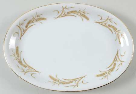 Golden Wheat (Gold Trim) 12" Oval Serving Platter