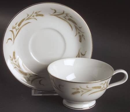Golden Wheat (Gold Trim) Footed Cup & Saucer Set