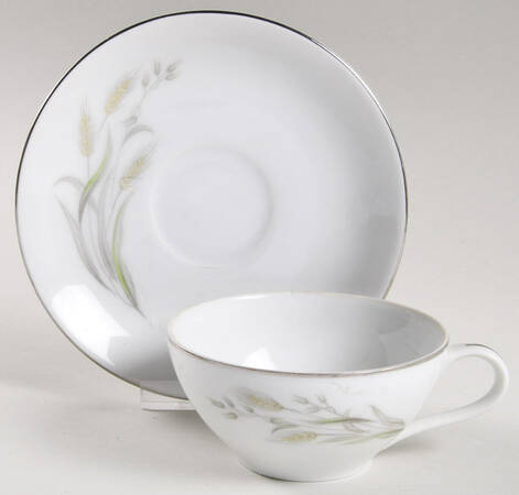 Golden Wheat (Platinum Trim) Flat Cup & Saucer Set