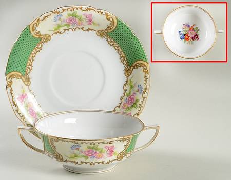 GCA4 Footed Cream Soup Bowl & Saucer Set