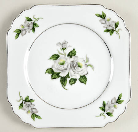 White Rose Square Salad Plate