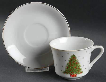 Christmas Tree (Smooth) Flat Cup & Saucer Set
