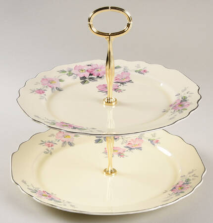 Blossoms 6 5/8"-10"  2 Tiered Serving Tray (Dp, Sp) HC