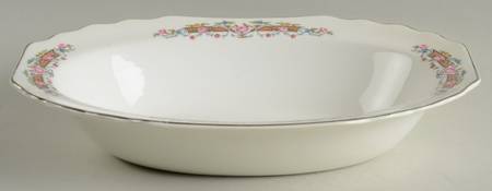 Flower Rim 10" Oval Vegetable Bowl