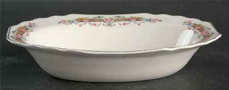 Flower Rim 8" Oval Vegetable Bowl