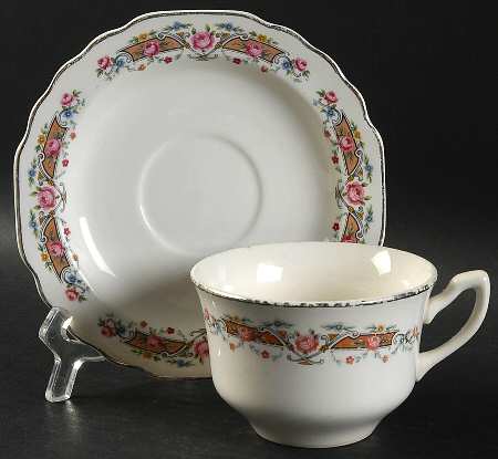 Flower Rim Flat Cup & Saucer Set