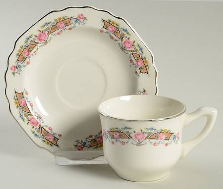 Flower Rim Flat Demitasse Cup & Saucer Set