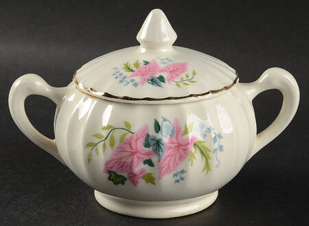 Pink Caladiums Sugar Bowl & Lid