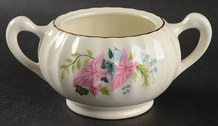 Pink Caladiums Sugar Bowl No Lid
