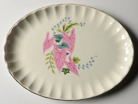 Pink Caladiums 11" Oval Serving Platter