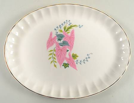 Pink Caladiums 13" Oval Serving Platter