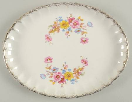 Mayfair (Bolero, Brushed Gold Trim) 12" Oval Serving Platter