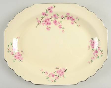 Peach Blossom (Lido, Cream, Platinum) 13" Oval Serving Platter