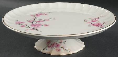 Peach Blossom (Bolero) 10" Diameter Pedestal Cake Stand