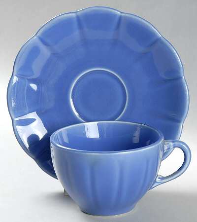 Petalware Dark Blue Flat Cup & Saucer Set