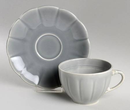 Petalware Dark Gray Flat Cup & Saucer Set