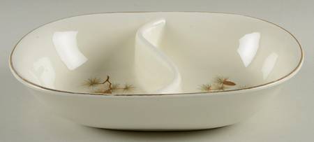 Pine Cone 9" Oval Divided Vegetable Bowl