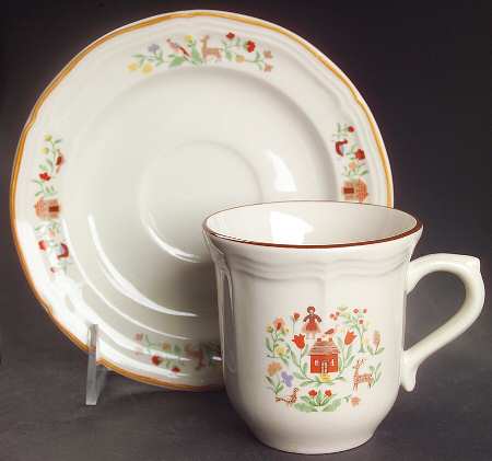 Adam and Eve Flat Cup & Saucer Set