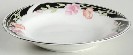 Black Satin Rim Soup Bowl