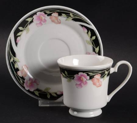 Black Satin Footed Cup & Saucer Set