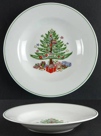 Christmas Tree White (Brown Bear) Rim Soup Bowl
