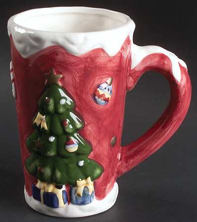 Christmas Tree White (Brown Bear) Sculpted Mug